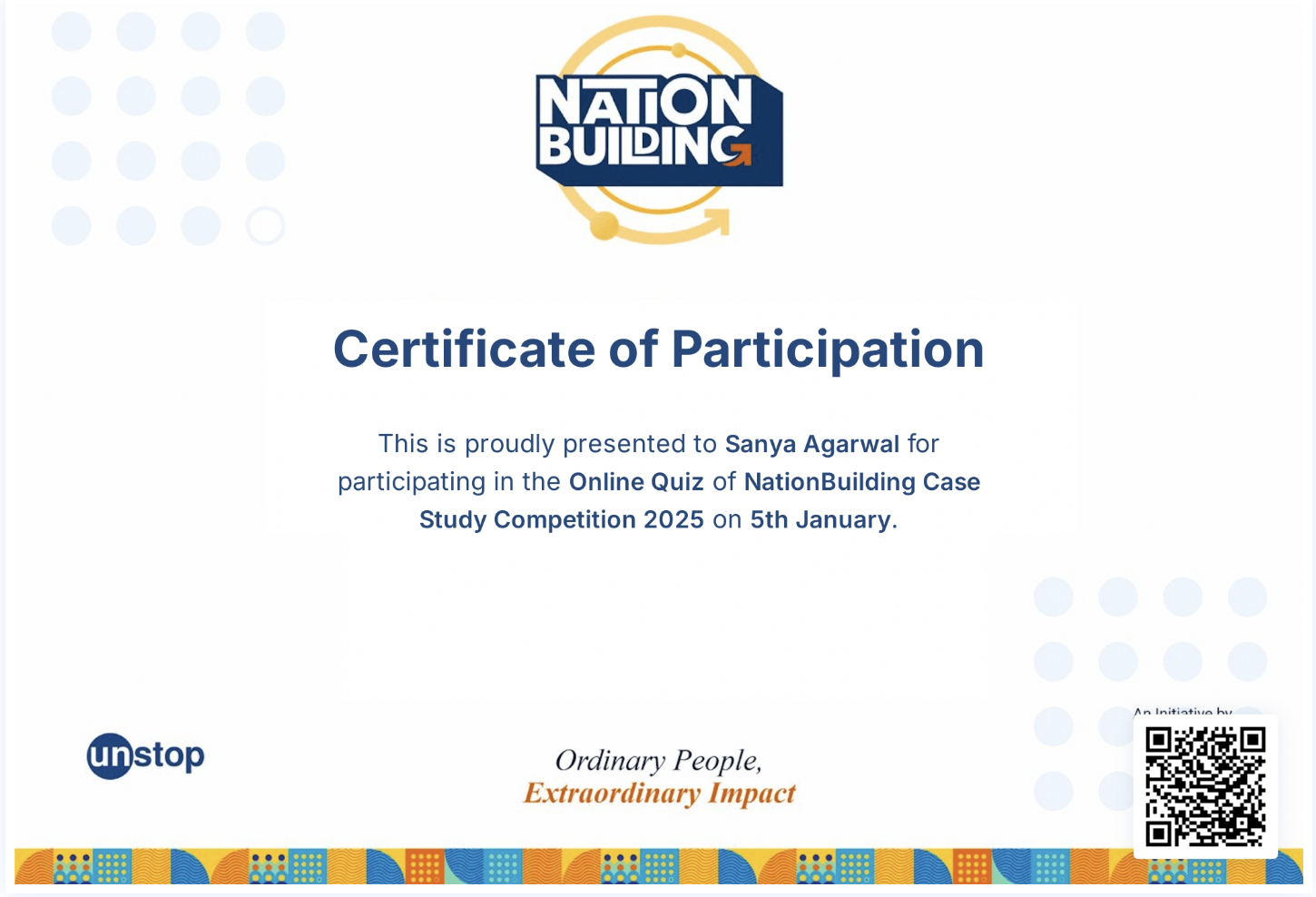 Unstop Challenge Certificate